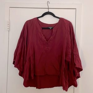 dark red short sleeve blouse